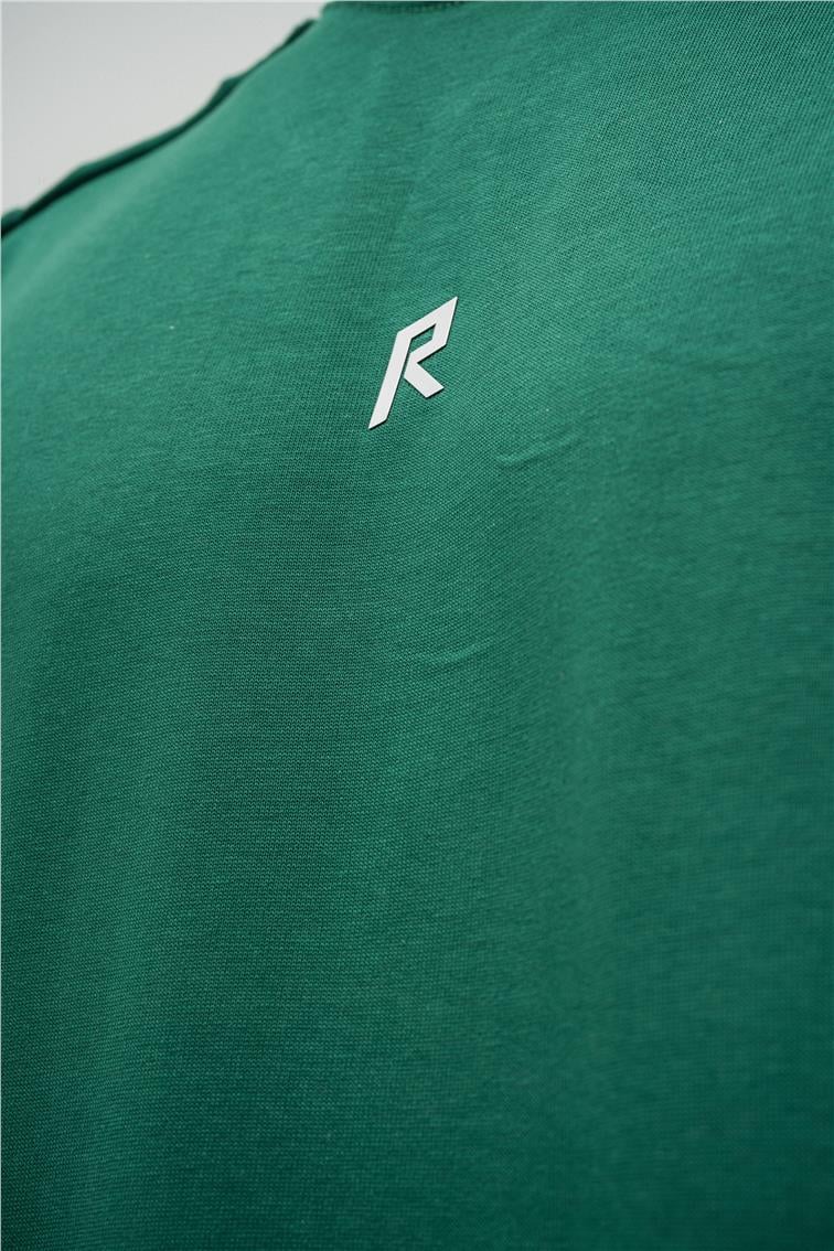 R Basıkılı Oversize T-Shirt Yeşil