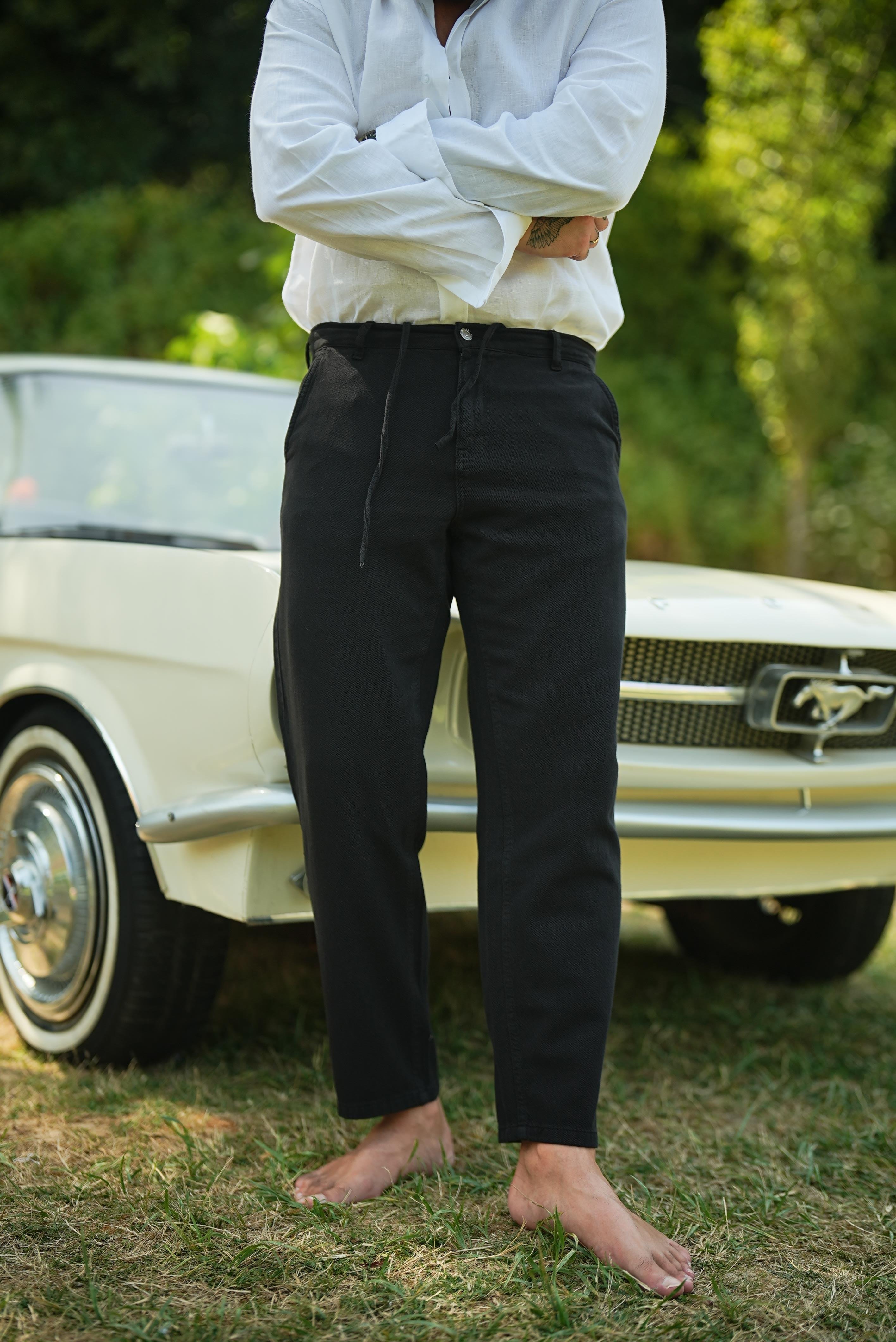 Rahat Kalıp Dokulu Pantolon Siyah