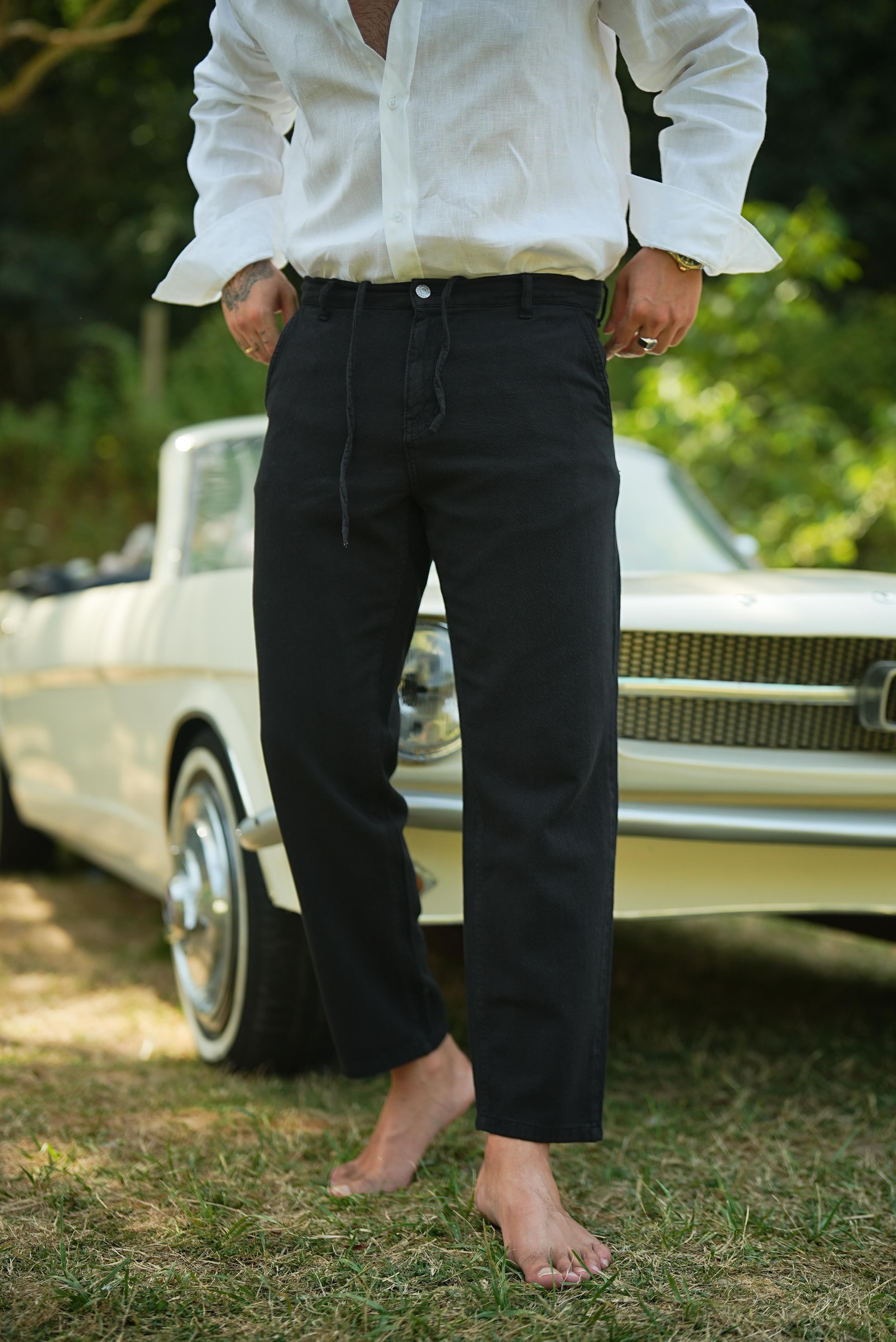 Rahat Kalıp Dokulu Pantolon Siyah