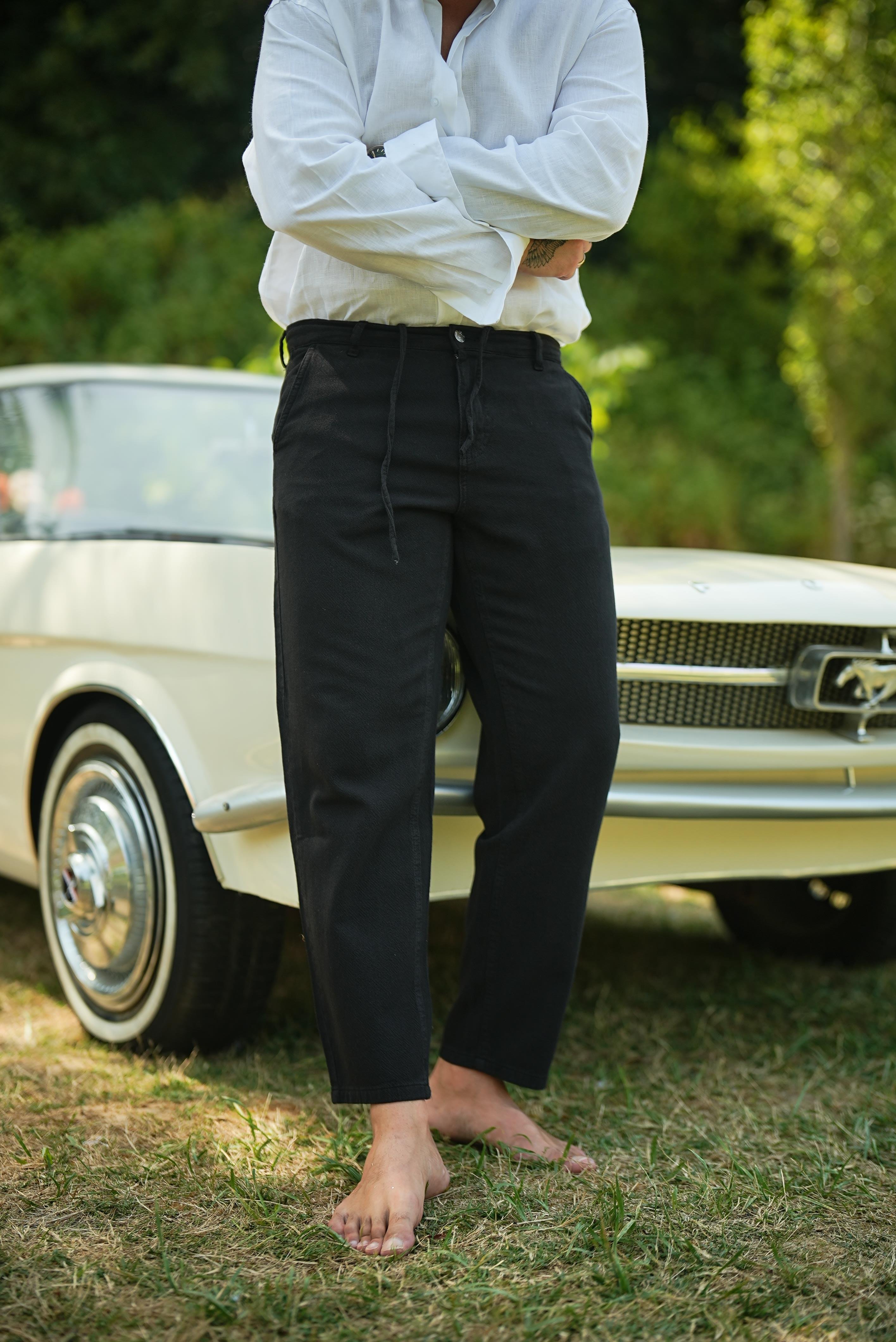 Rahat Kalıp Dokulu Pantolon Siyah