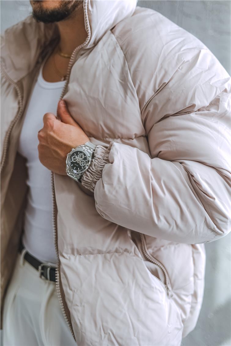 Reglan Kol Şişme Oversize Mont Krem