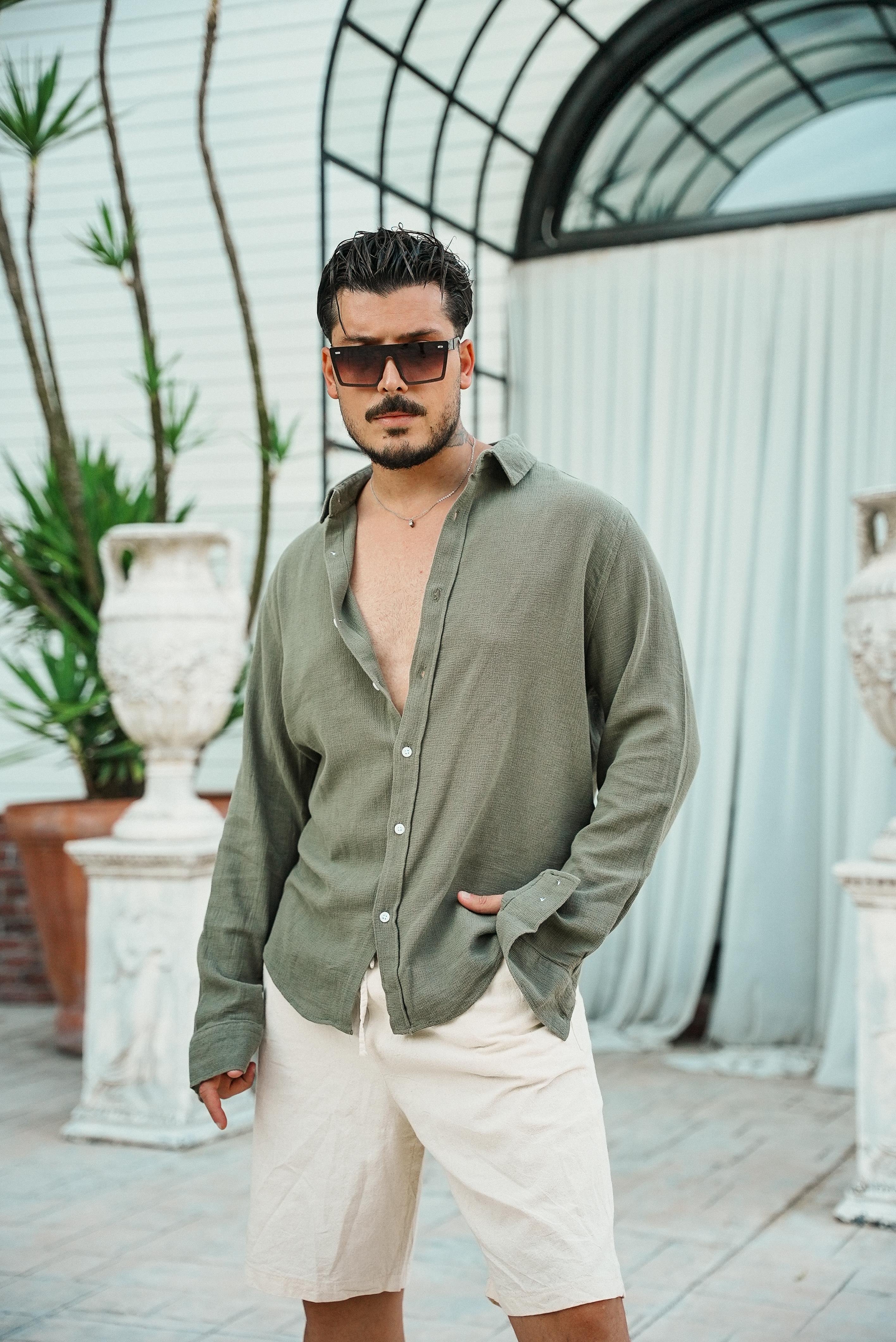 Regular Örme Gömlek Haki