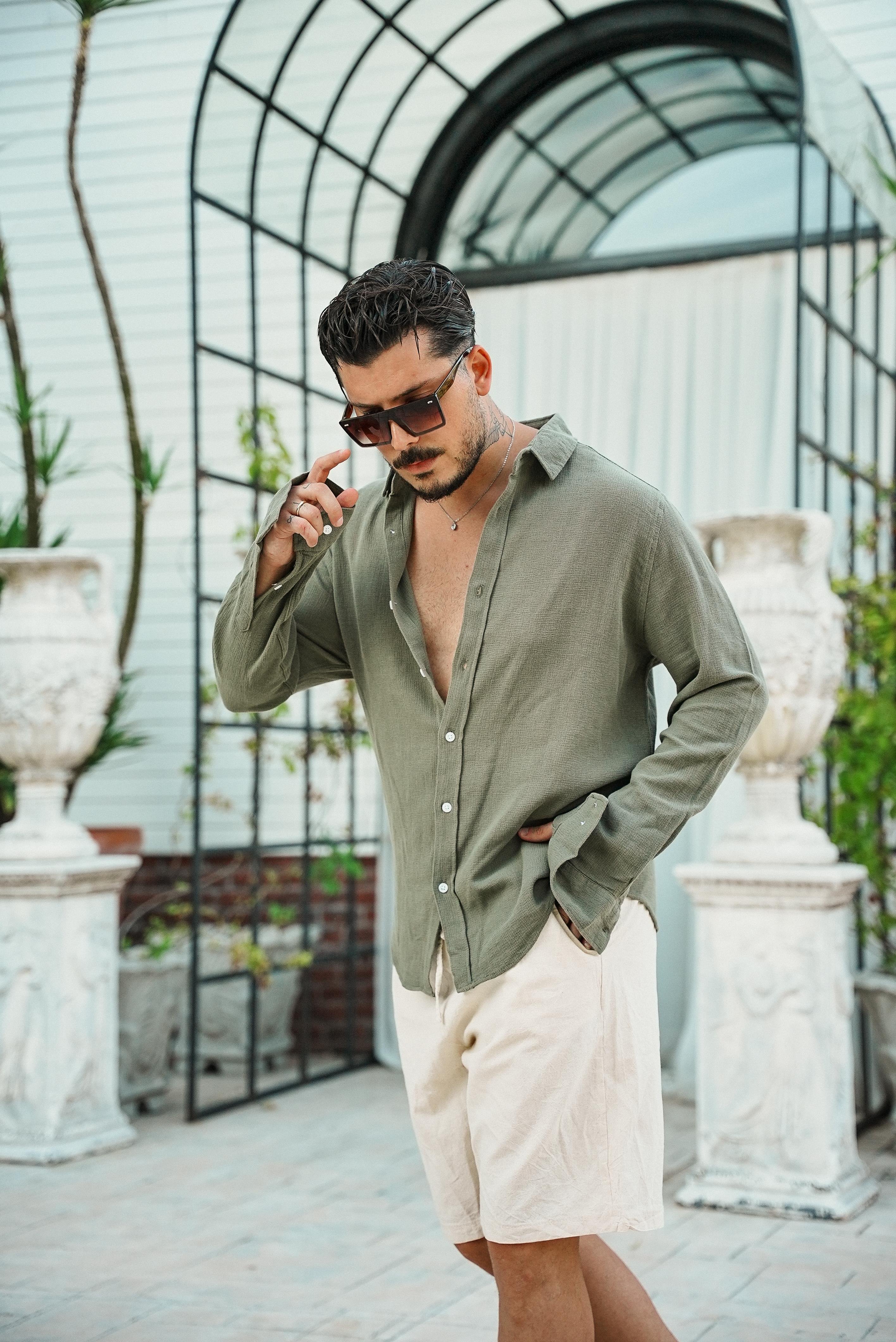 Regular Örme Gömlek Haki