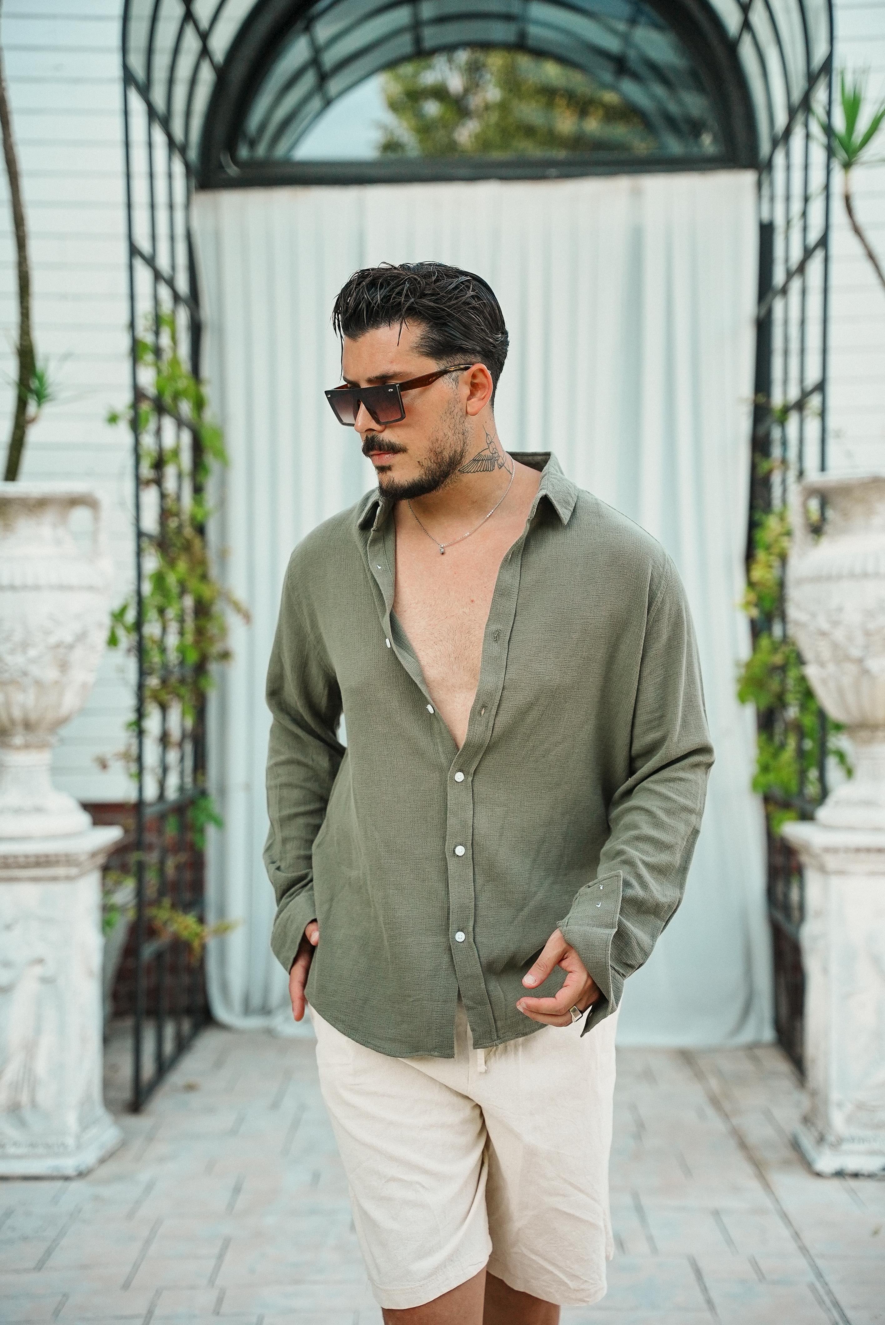 Regular Örme Gömlek Haki