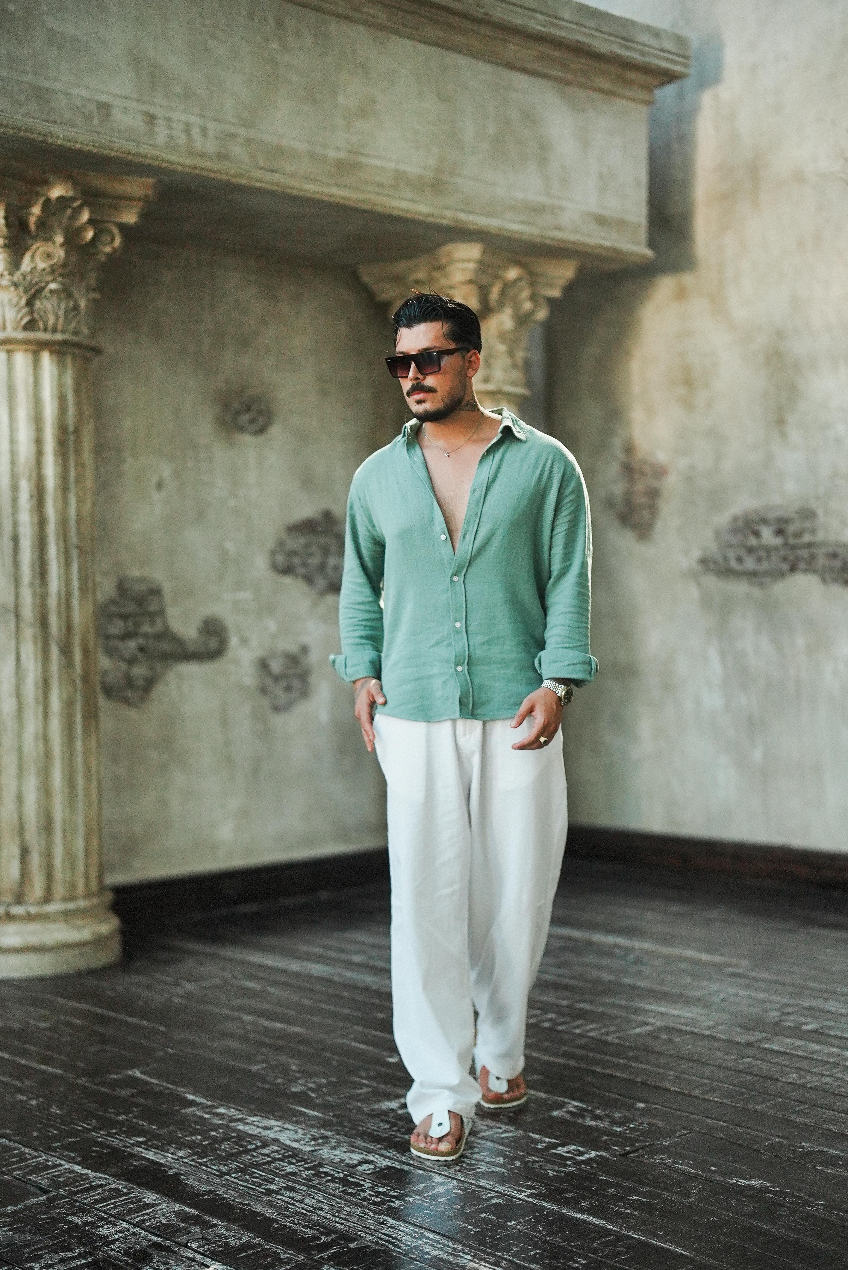 Regular Örme Gömlek Su Yeşili