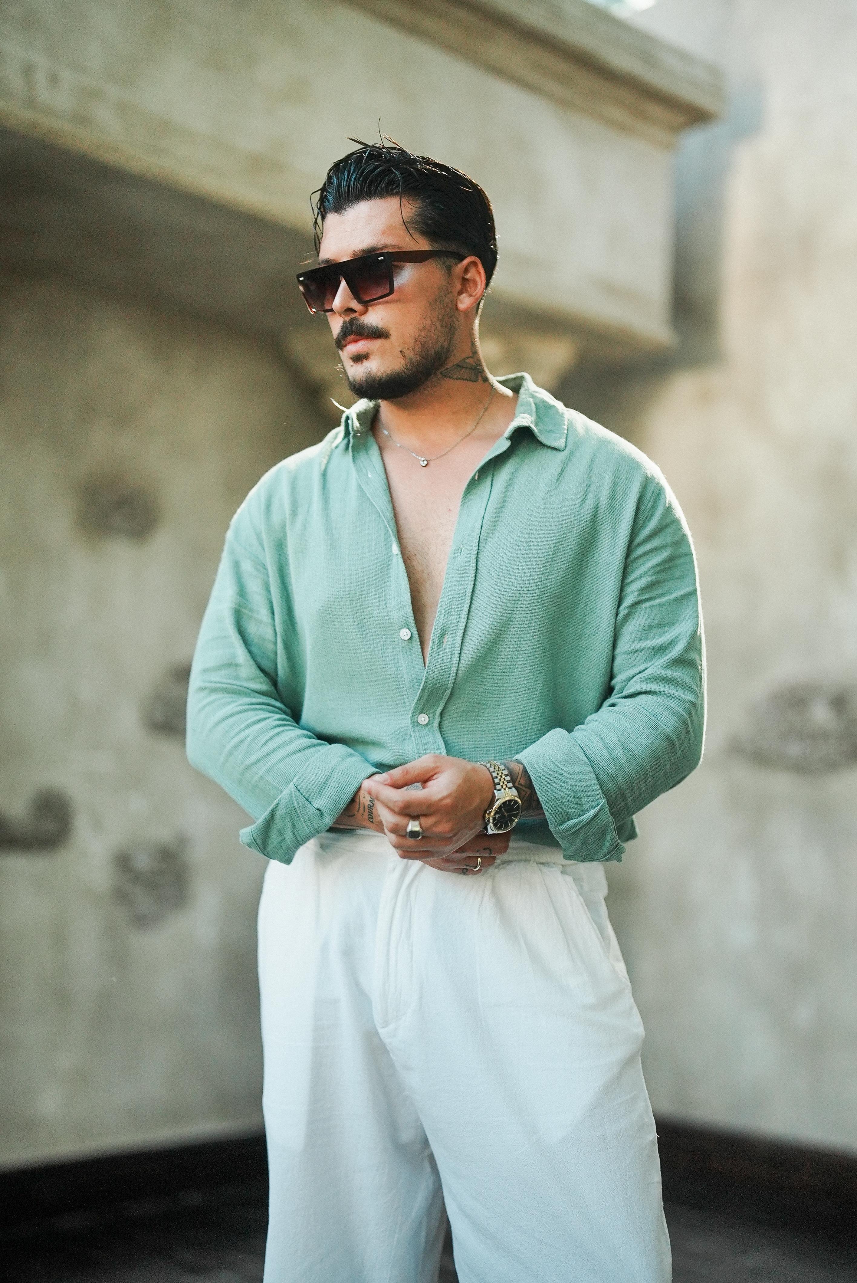 Regular Örme Gömlek Su Yeşili