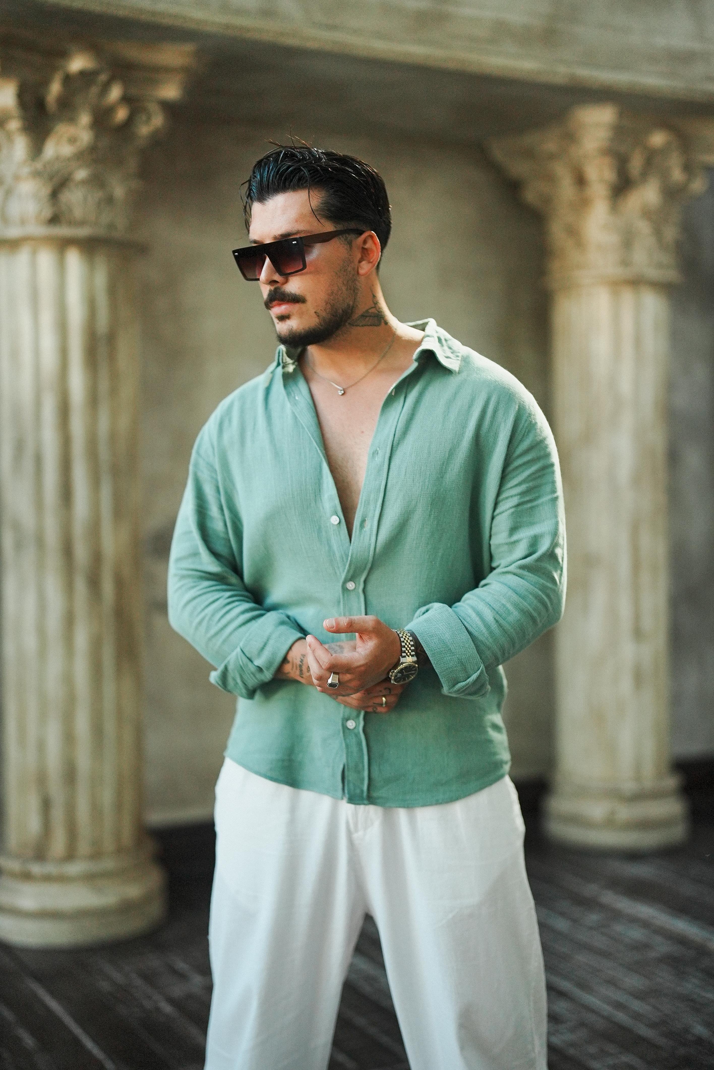 Regular Örme Gömlek Su Yeşili