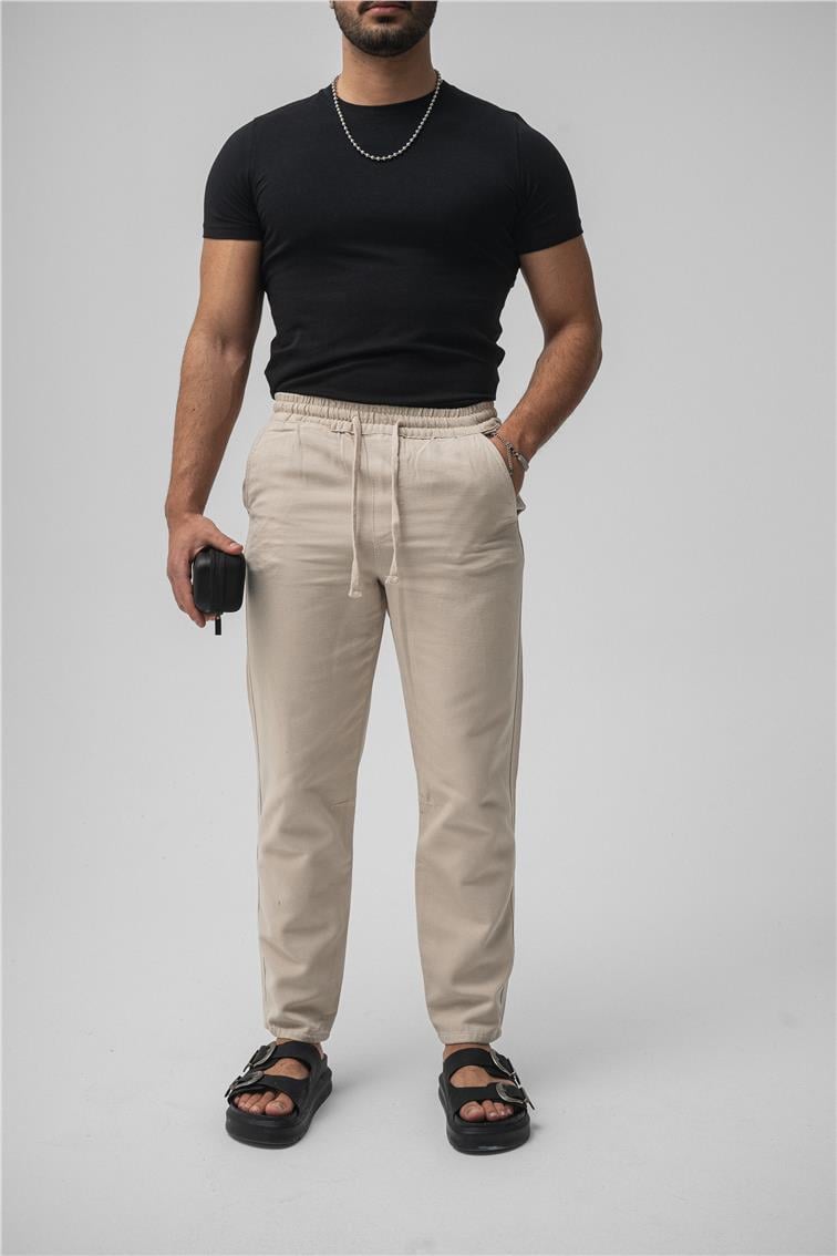 Regular Pamuklu Kot Pant. Taş