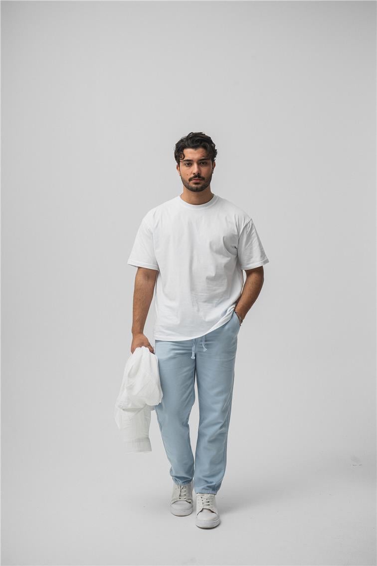 Regular Pamuklu Kot Pant. Açık Mavi