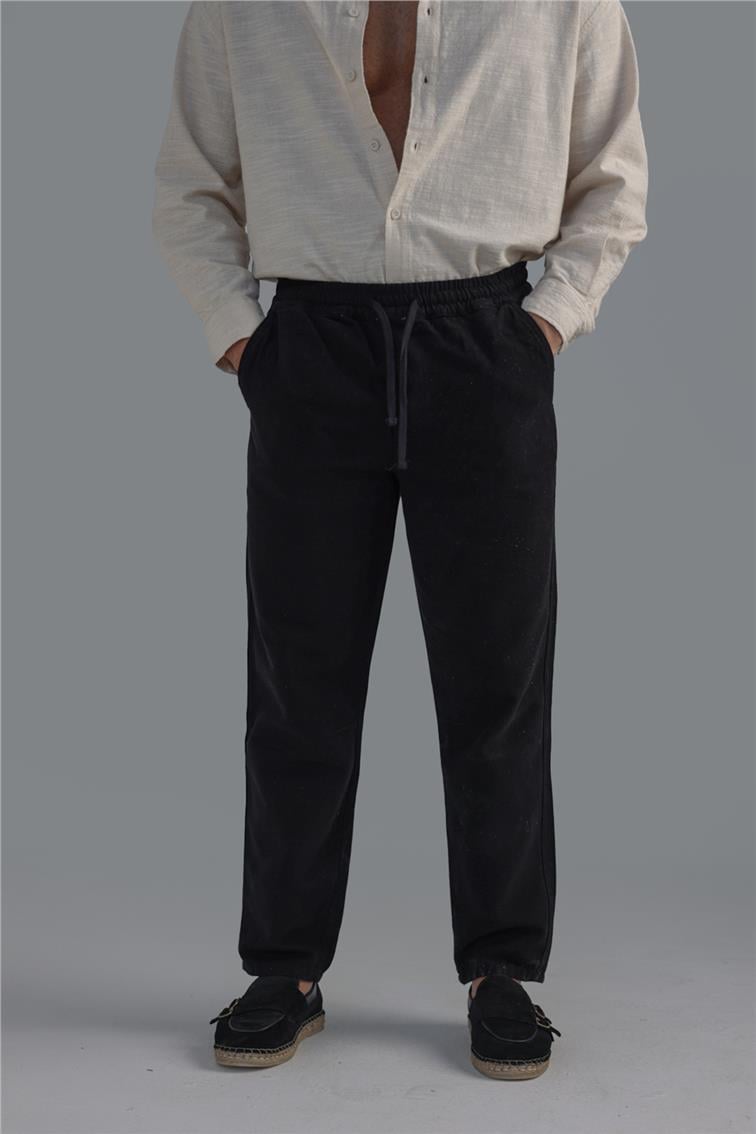 Regular Pamuklu Kot Pant. Siyah