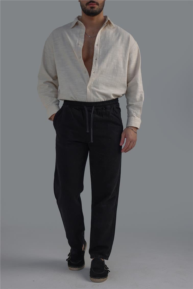 Regular Pamuklu Kot Pant. Siyah
