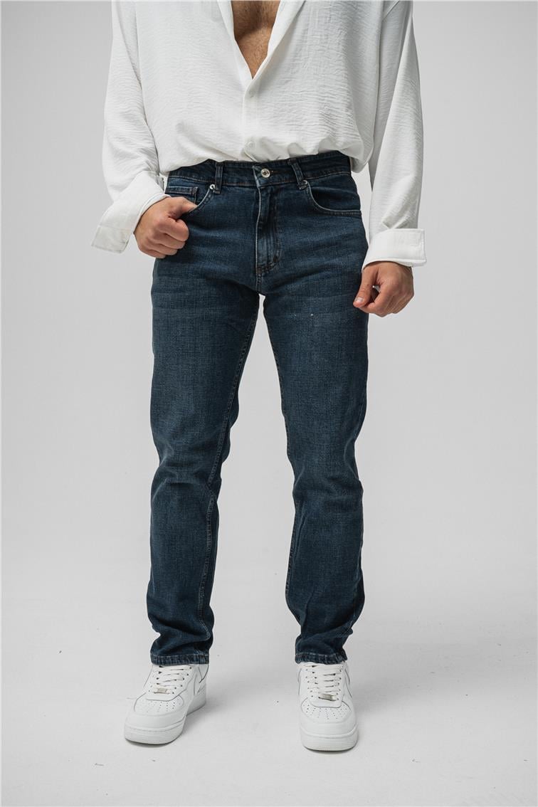 Regular Yıkamalı Jean Koyu Mavi
