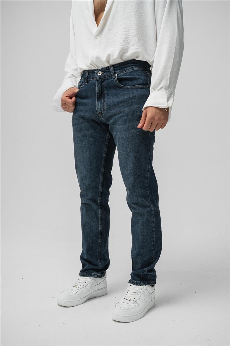 Regular Yıkamalı Jean Koyu Mavi