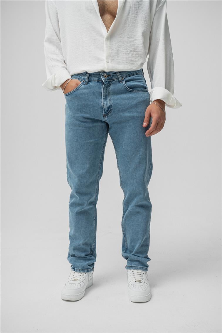 Regular Yıkamalı Jean Mavi