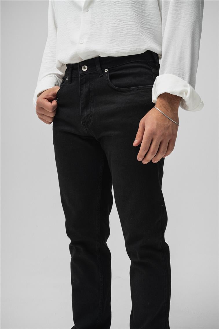 Regular Yıkamalı Jean Siyah