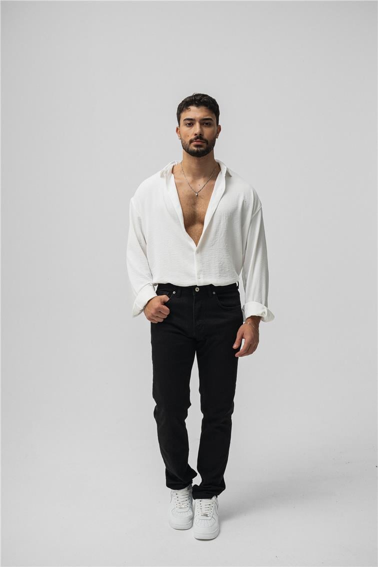 Regular Yıkamalı Jean Siyah