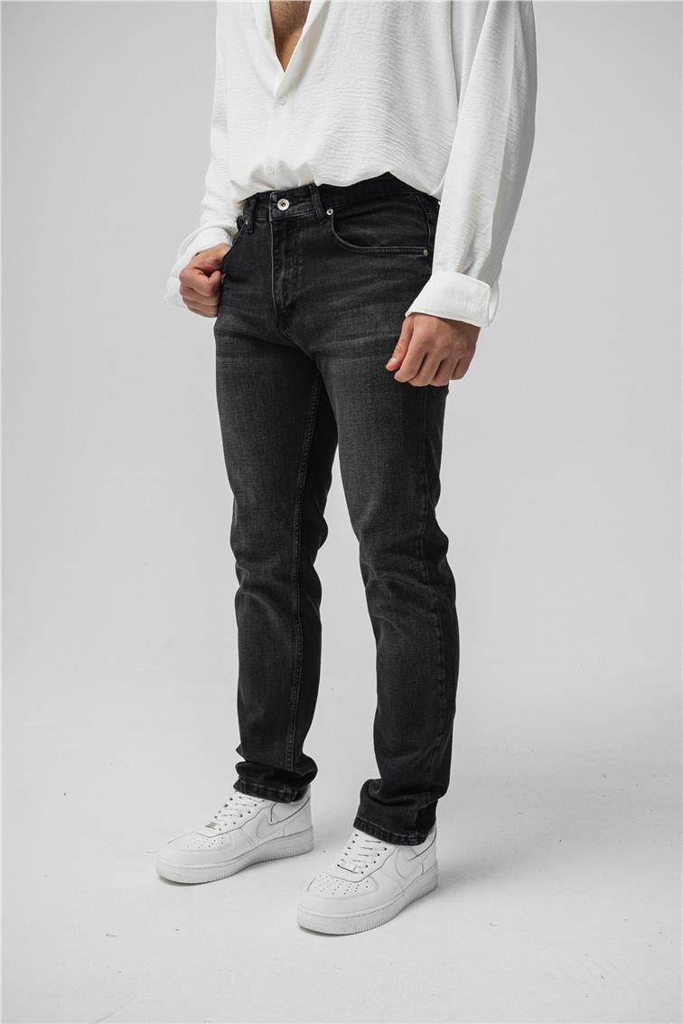Regular Yıkamalı Jean Yıkamalı Siyah