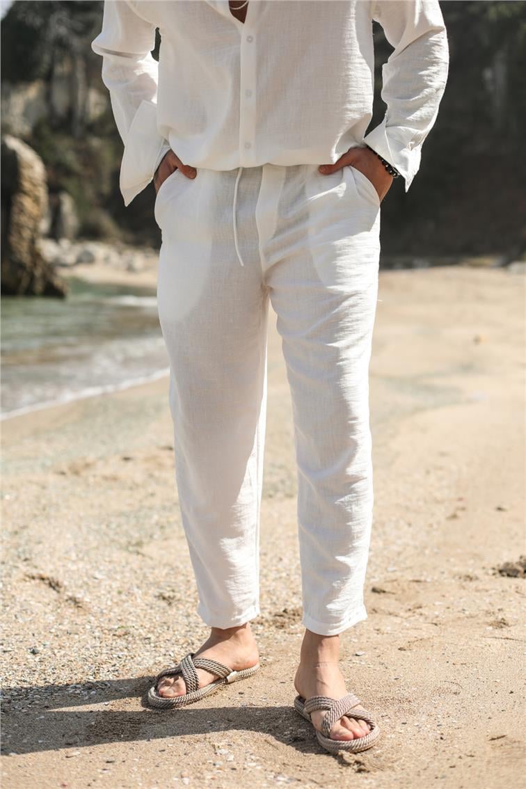 Relax Boyfrirend Pantolon Beyaz