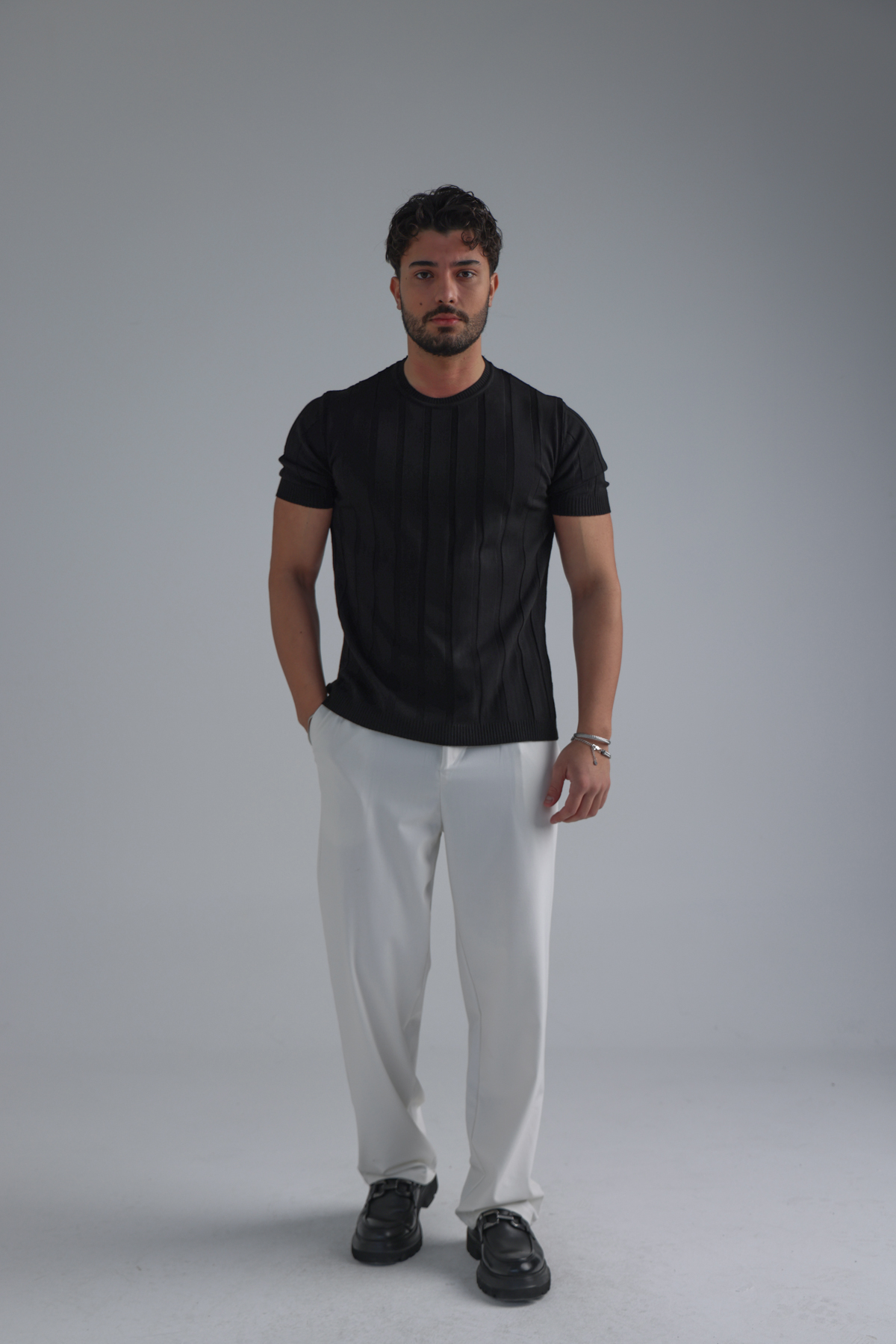 Relaxed Fit Triko Tshirt Siyah