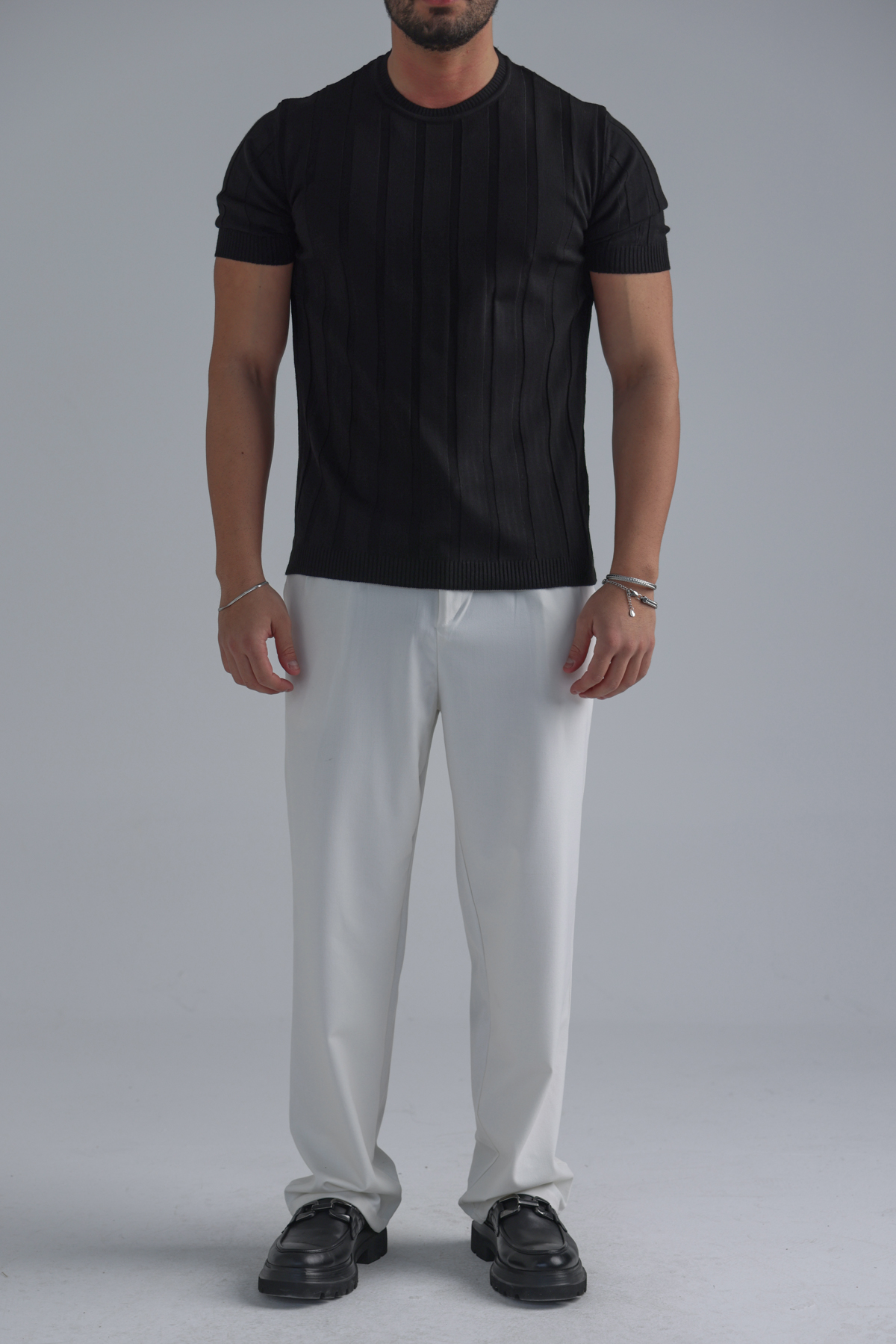 Relaxed Fit Triko Tshirt Siyah