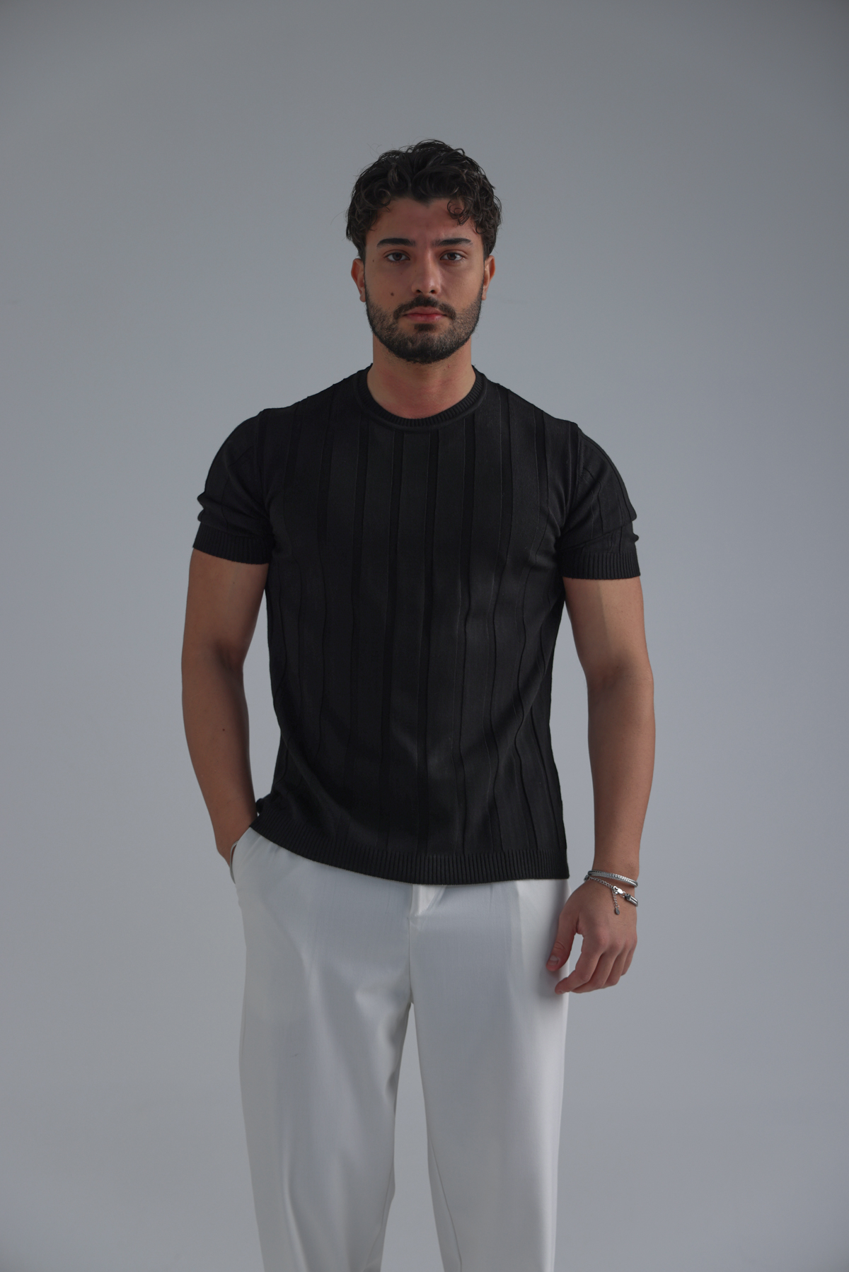 Relaxed Fit Triko Tshirt Siyah