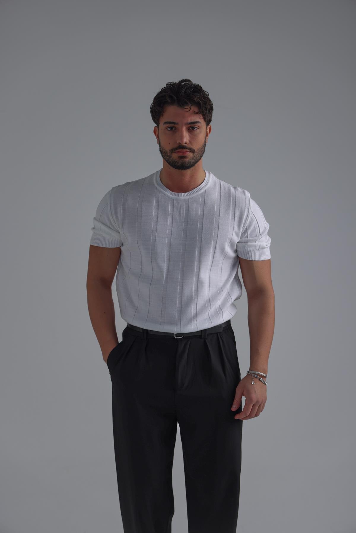 Relaxed Triko T-Shirt Beyaz