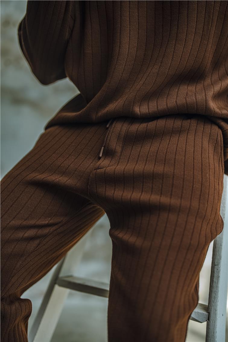 Ribanalı Comfort Pantolon Kahve