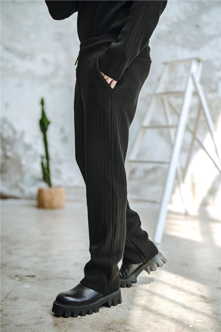 Ribanalı Comfort Pantolon Siyah