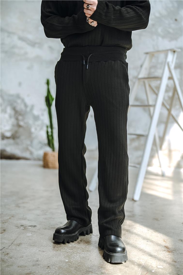 Ribanalı Comfort Pantolon Siyah