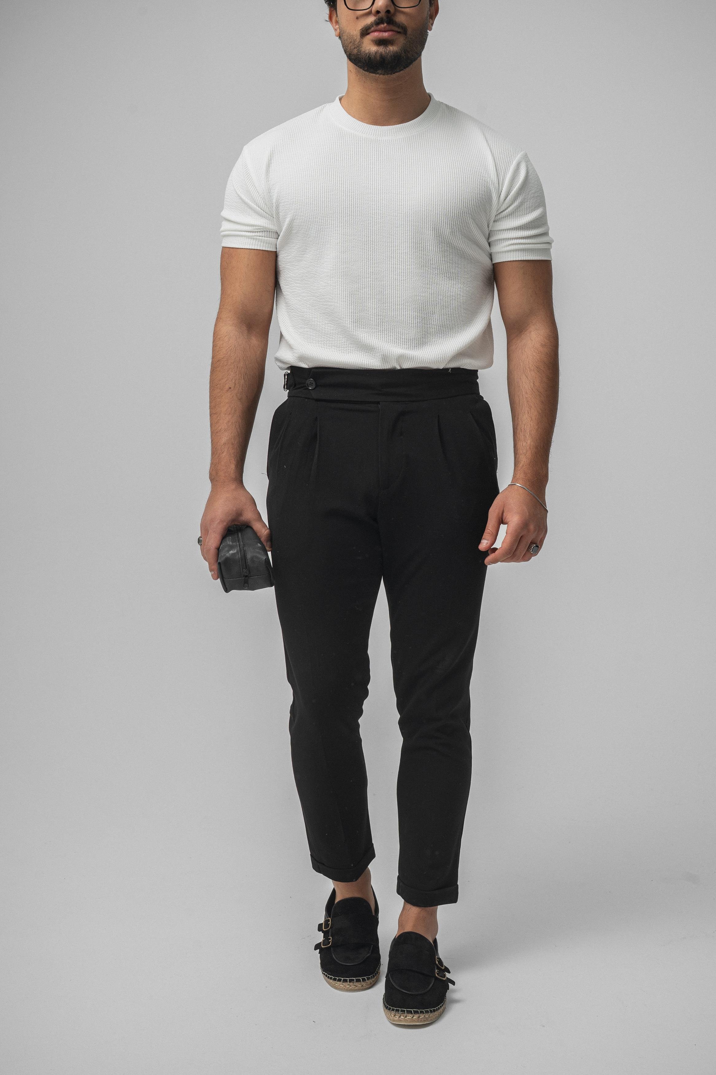 Ribbed Slim Fit T-Shirt Beyaz