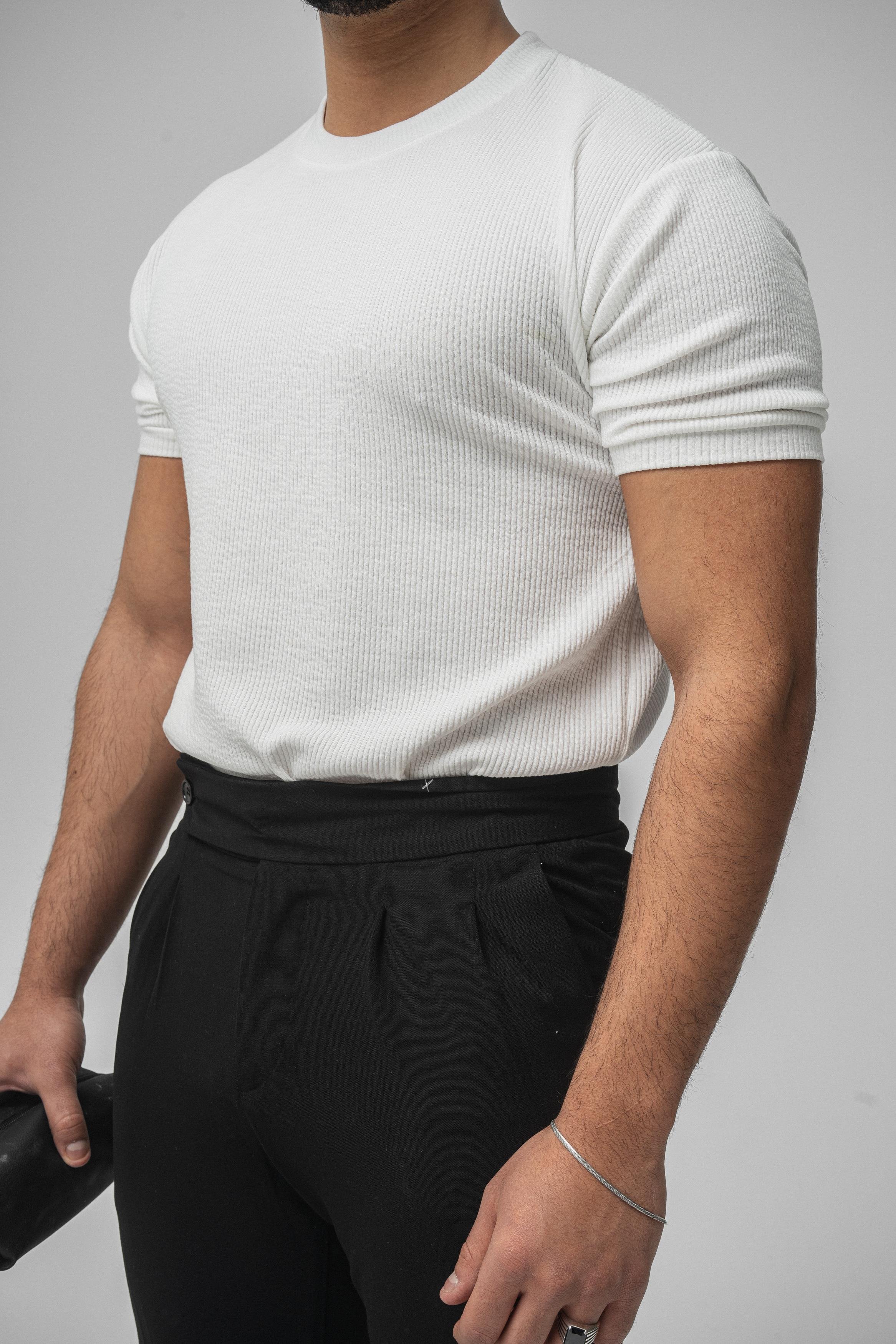 Ribbed Slim Fit T-Shirt Beyaz