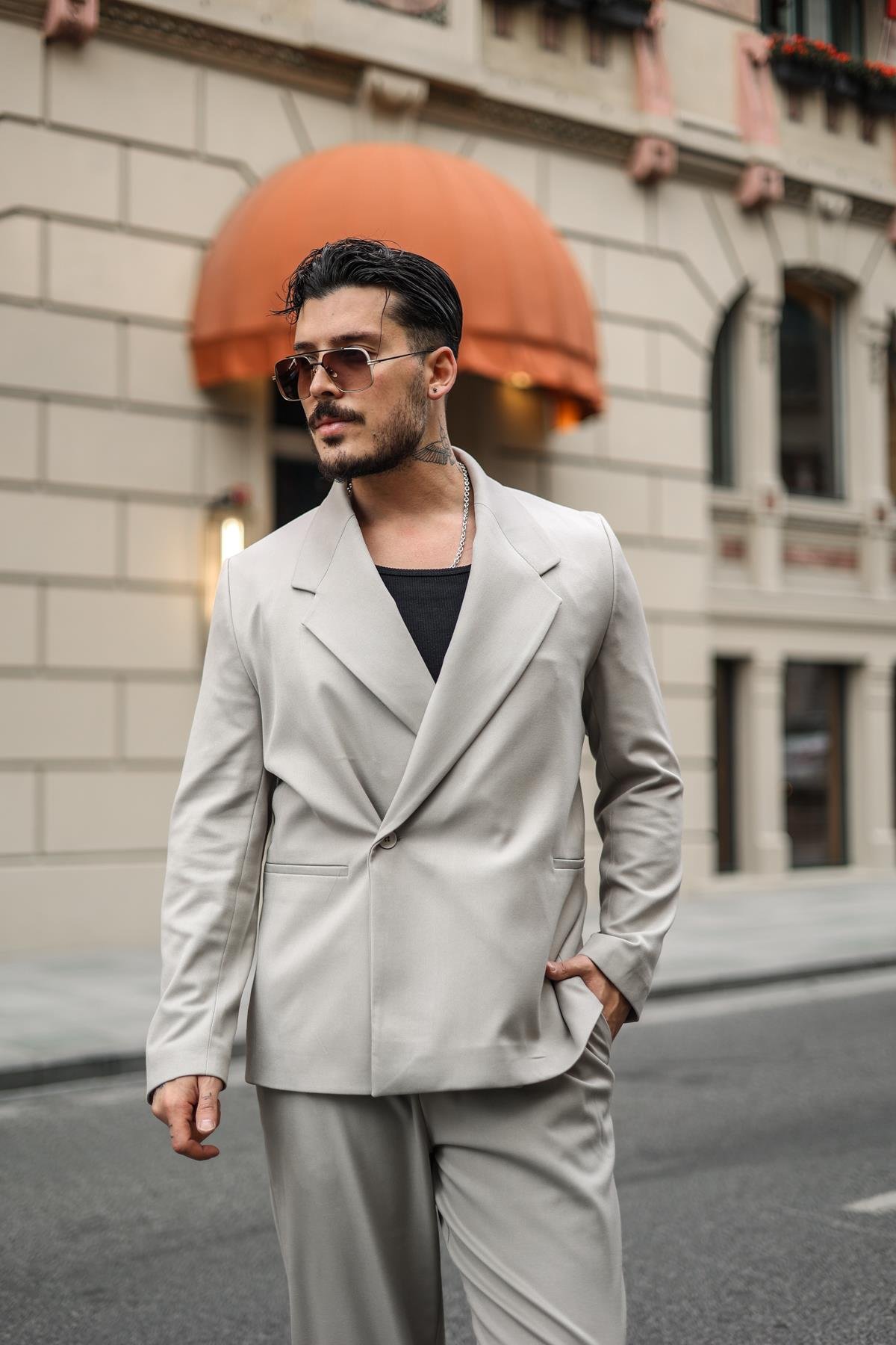 Sade Klasik Relax Fit Ceket Krem
