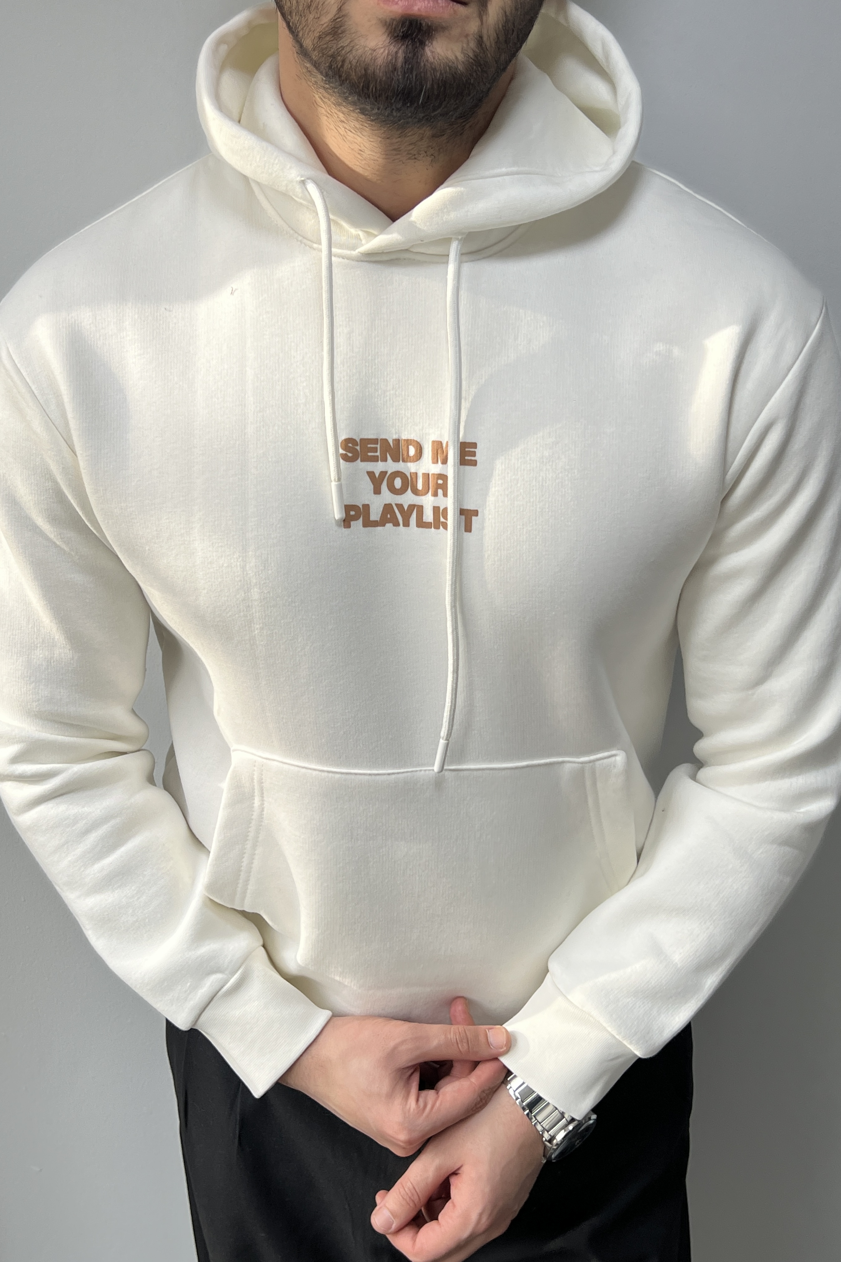 Send Me Your Playlist Baskılı Sweathirt Beyaz