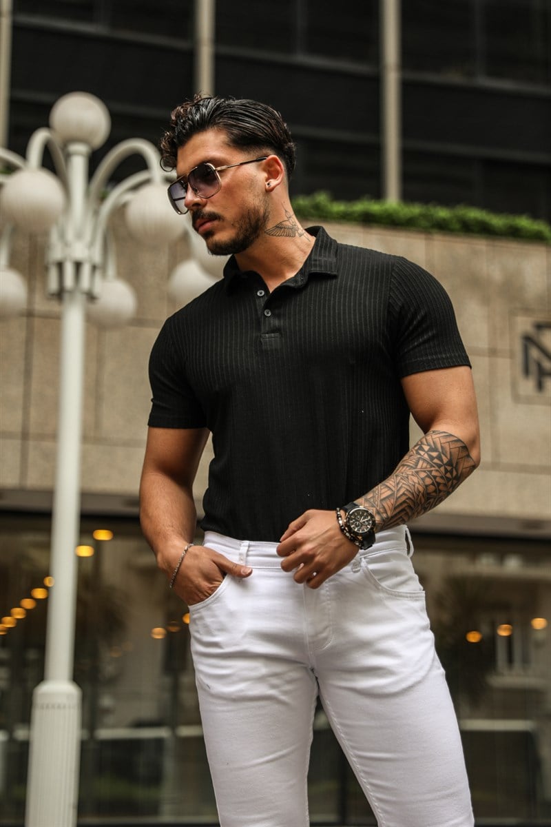 Şeritli Polo yaka T- shirt