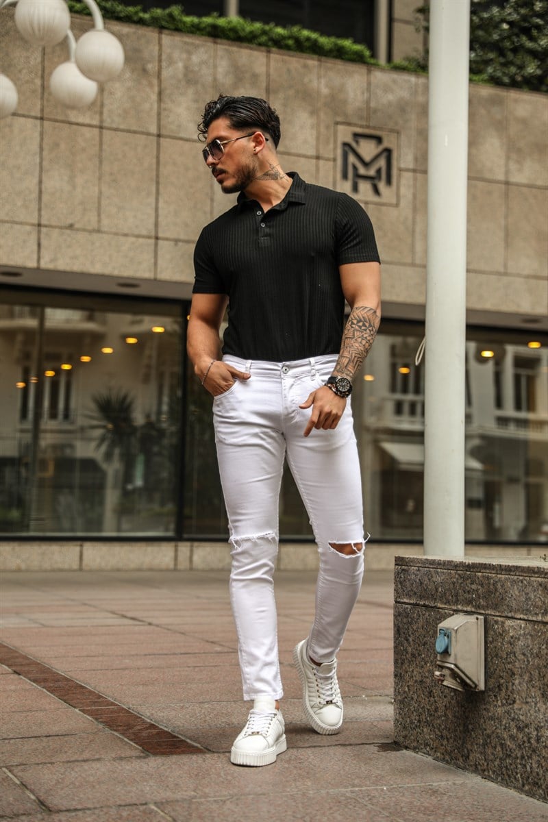Şeritli Polo yaka T- shirt