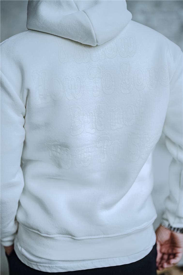 SHİT Baskılı Oversize Hoodie Beyaz