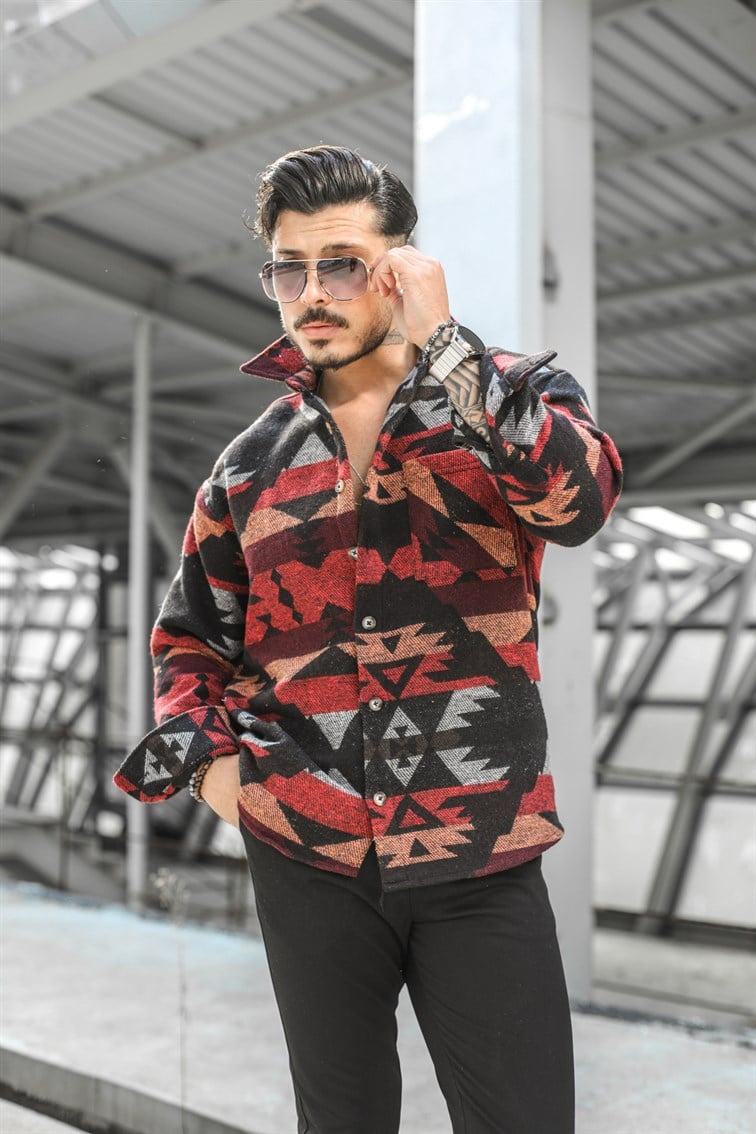 Siyah-Kırmızı Oversize Oduncu Gömlek