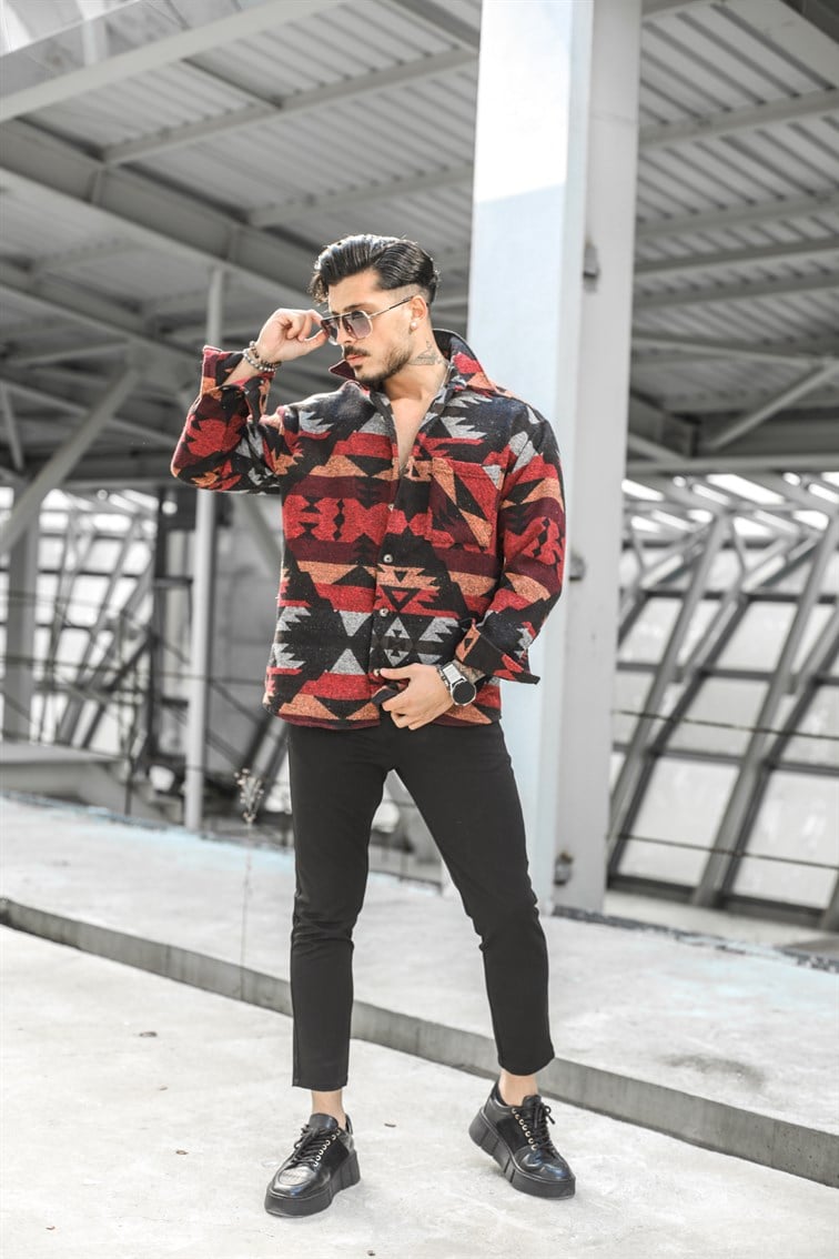 Siyah-Kırmızı Oversize Oduncu Gömlek