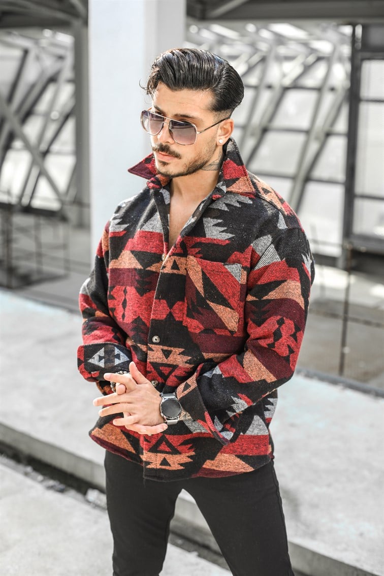 Siyah-Kırmızı Oversize Oduncu Gömlek