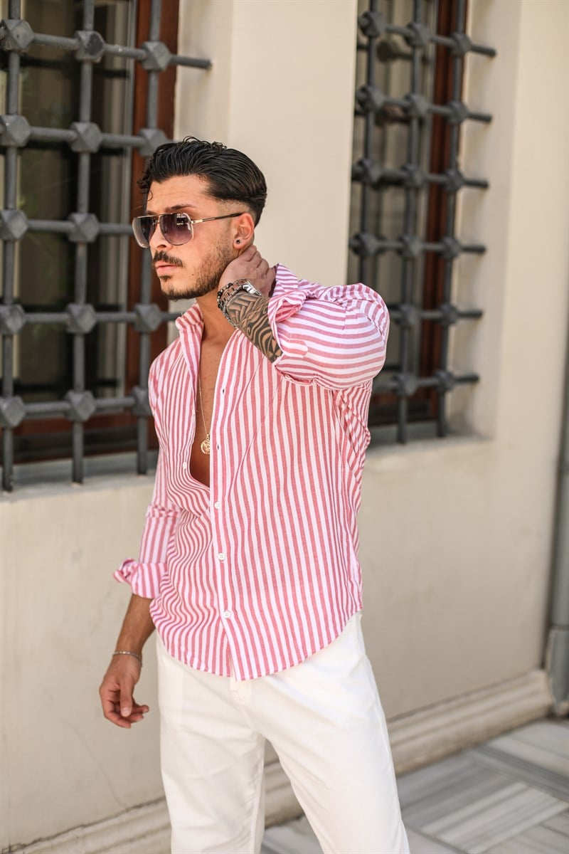 Slim Fit Çizgili Gömlek