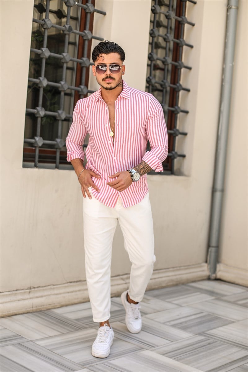 Slim Fit Çizgili Gömlek