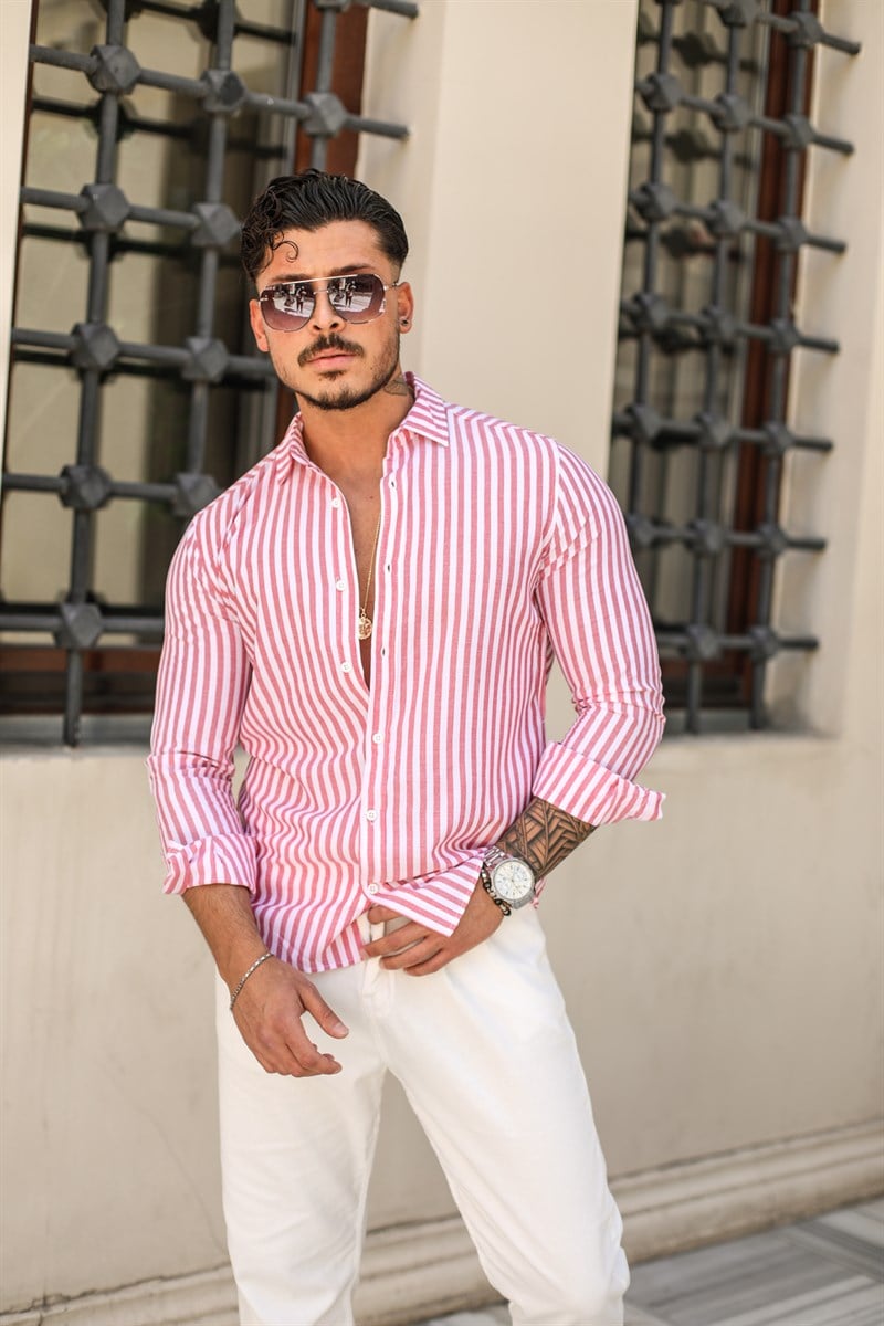 Slim Fit Çizgili Gömlek