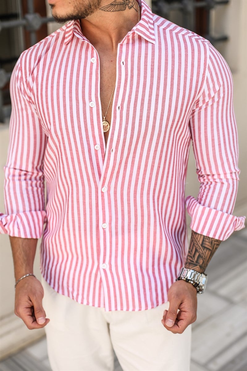 Slim Fit Çizgili Gömlek