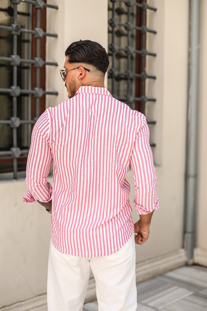 Slim Fit Çizgili Gömlek