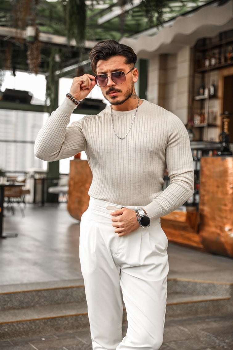 Slim Fit Triko Basıc Kazak