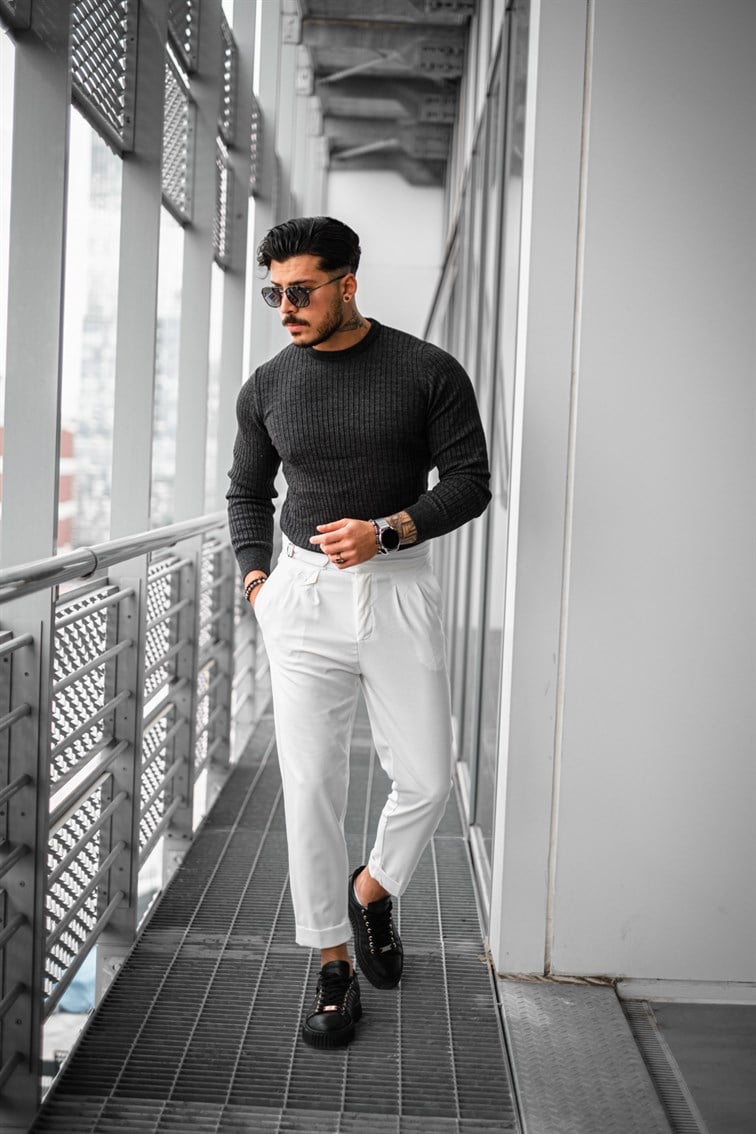 Slim Fit Triko Basıc Kazak