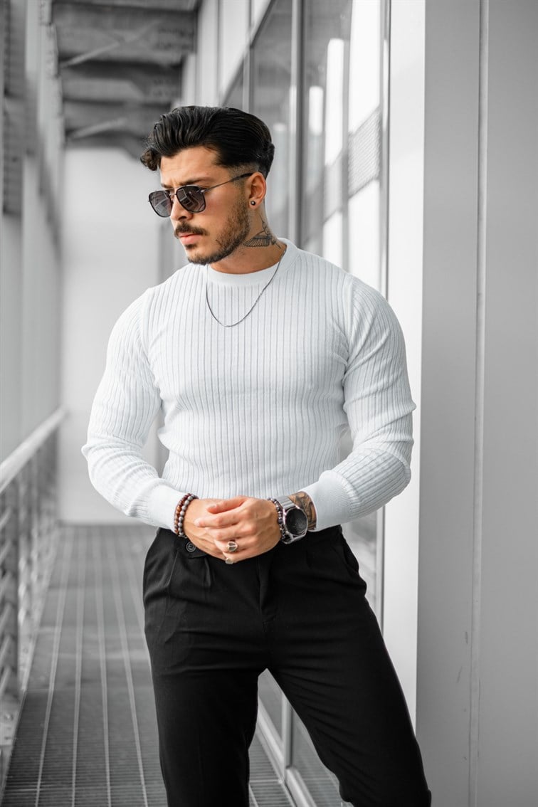 Slim Fit Triko Basıc Kazak