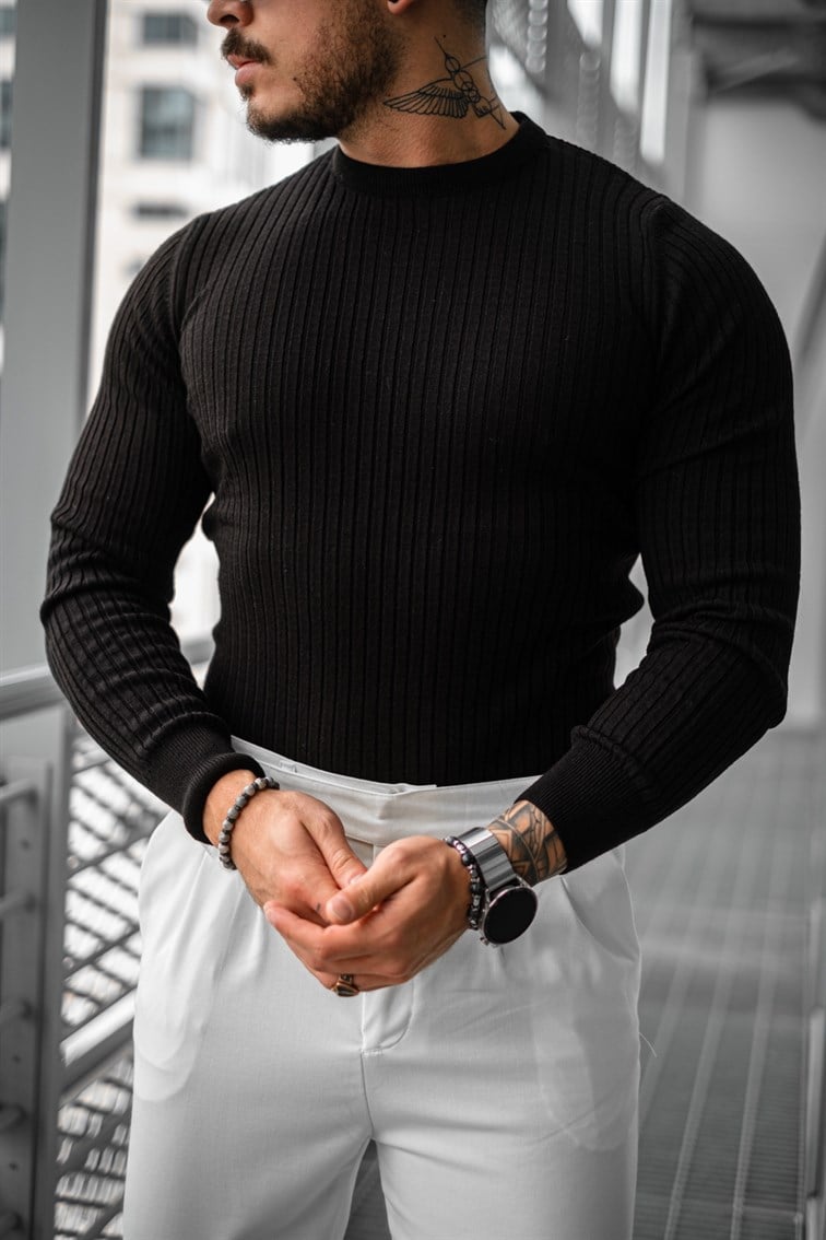 Slim Fit Triko Basıc Kazak