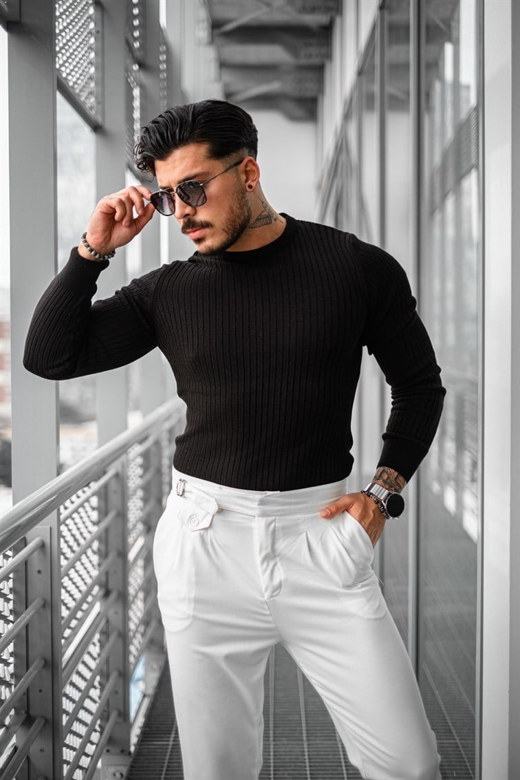 Slim Fit Triko Basıc Kazak