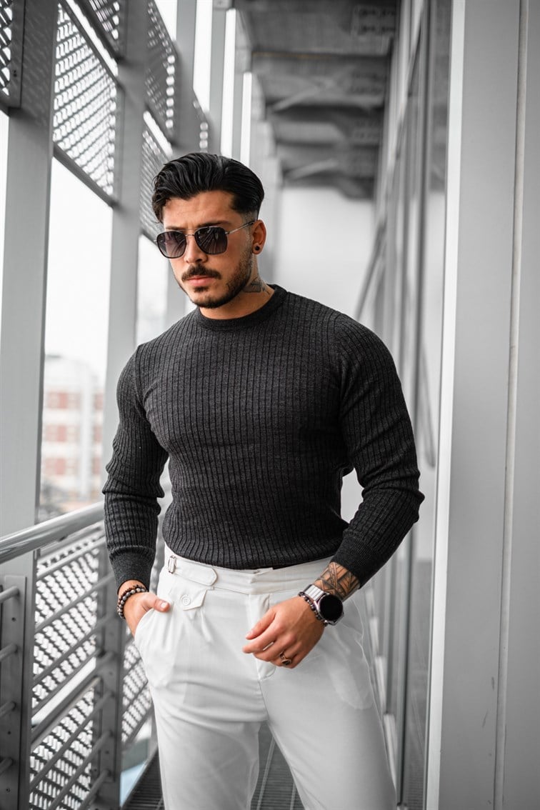 Slim Fit Triko Basıc Kazak